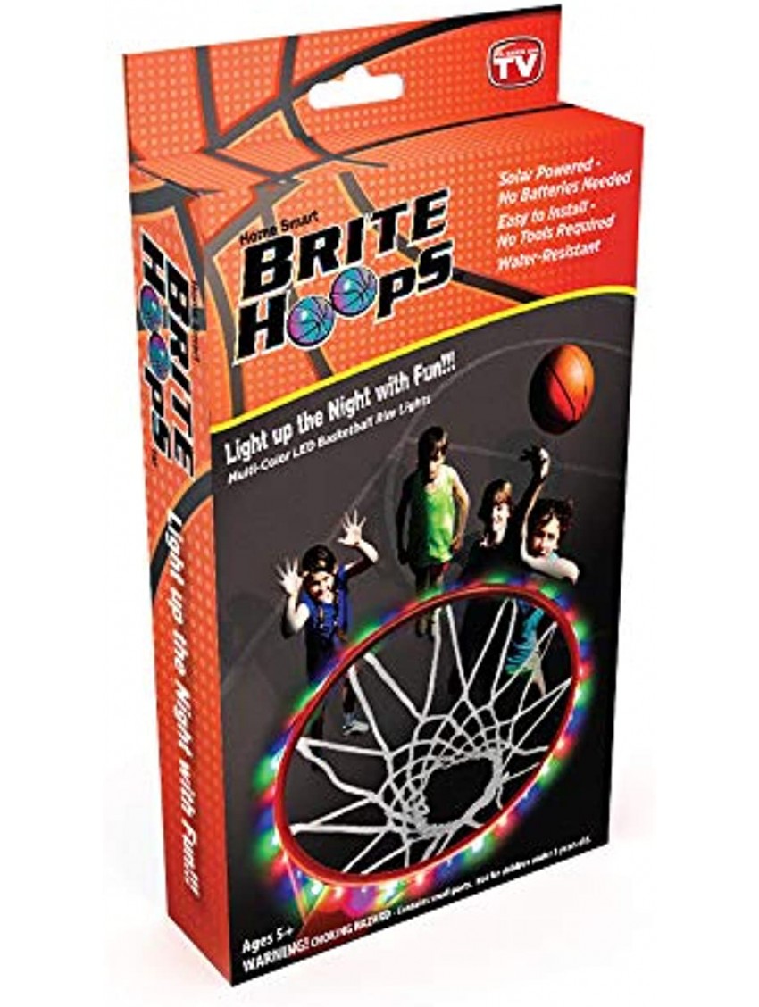 Brite Hoops  – Multi-Colored Solar Powered Water-Resistant LED Basketball Rim Lights – 8 Unique Patterns