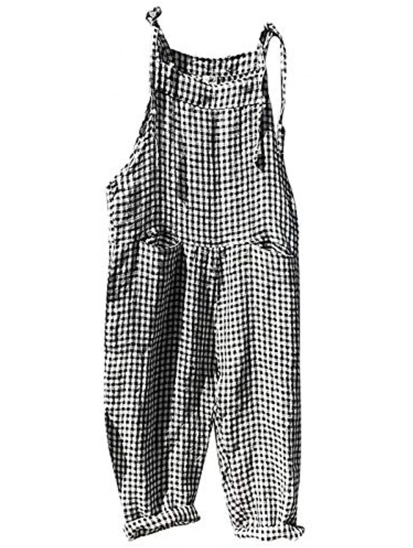 Cbcbtwo 2022 Women Striped Print Linen Overalls Sleeveless Suspender Adjustable Jumpsuit Casual Bib Strap Baggy Romper