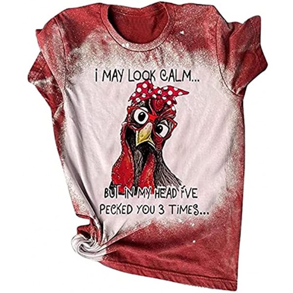 Kanzd Thanksgiving Shirts for Women Fashion Short Sleeve Trendy Funny Rooster Print T Shirts Casual O Neck Gradient Tops