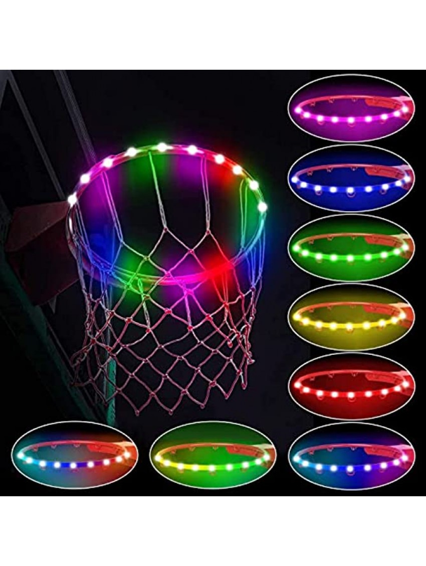 Mrs.keng LED Basketball Hoop Lights,Remote Control Basketball Rim LED Light,Light Up Basketball Net,Waterproof,16 Colors 8 Lighting Modes with Timers,Super Bright to Play at Night Outdoors
