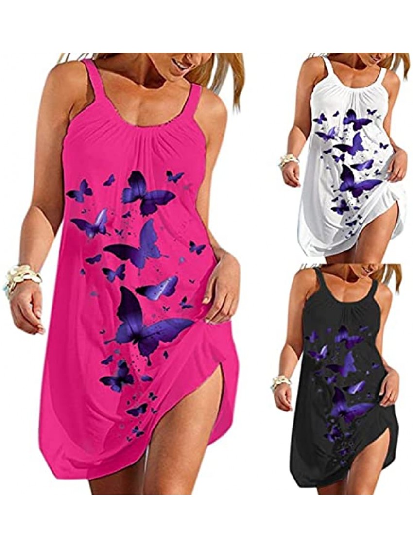 Summer Dress for Women Dresses Boho Floral Sundress Cute Flowy Beach Dress Sexy Sleeveless Tank Dress Vacation Dress