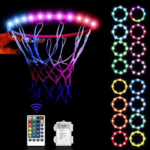 SUVEUS Basketball Hoop Lights Waterproof LED Lights with Remote for Basketball Hoop Outdoor 16 Colors Change 4 Modes 4 Timers Super Bright to Play at Night