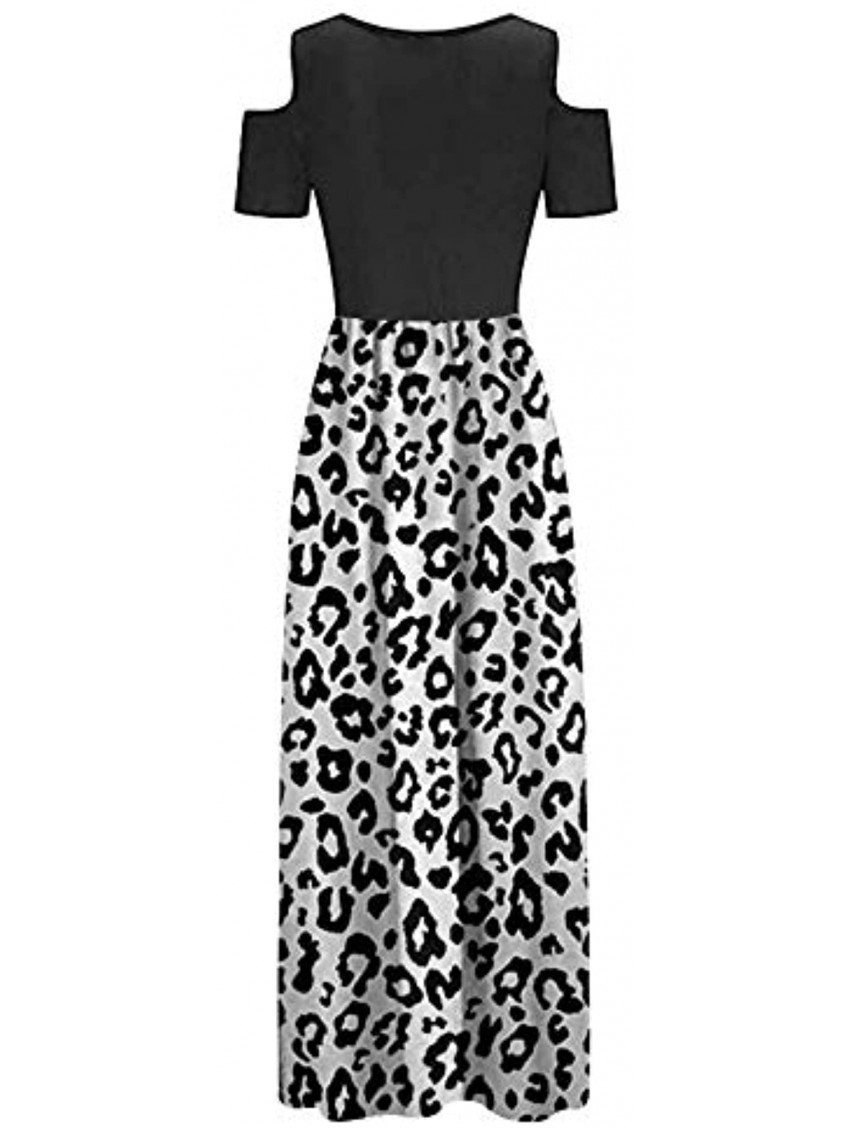 ZASUN Maxi Dresses for Women Casual Short Sleeve Tshirt Long Dress with Pockets Fashion Print Off Shoulder Loose Beach Dress