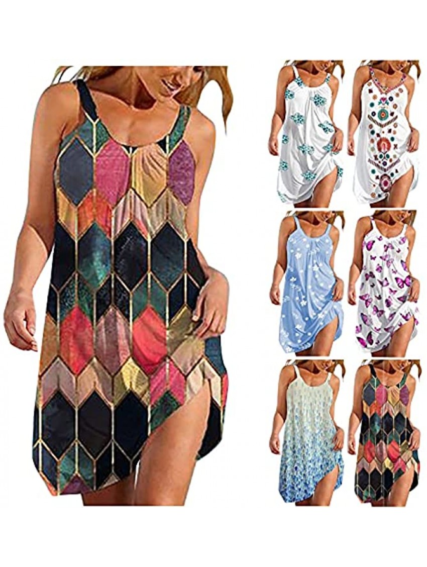 ZVAVZ Sexy Sundresses for Women Loose Sleeveless Holiday Beach Dresses Cute Cartoon Printed Spaghetti Strap Flowy Dress
