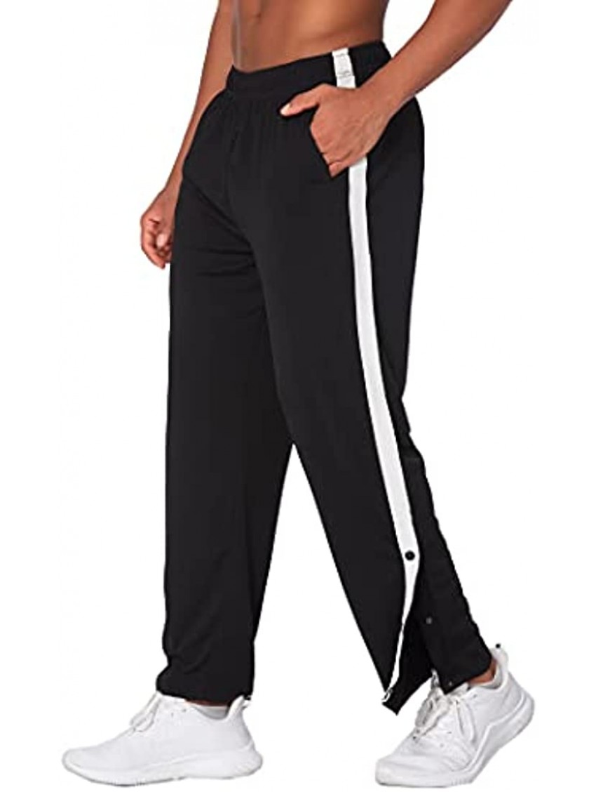 Deyeek Men's Basketball Pants for Lounge Loose Fit Sweatpants Straight Leg Open Bottom Warm Up Active Pants