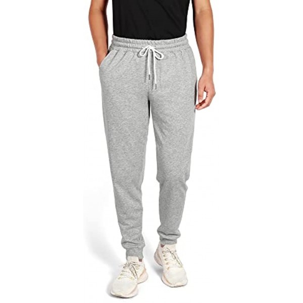 NIMENJOJA Men's Joggers Sweatpants Tapered Workout Running Lounge Pants with Zipper Pockets Size S Light Grey